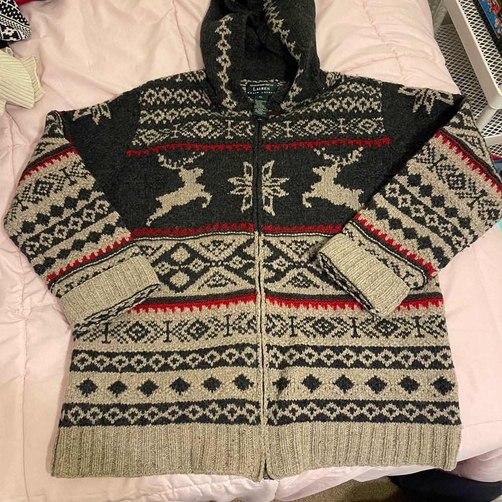 Lauren Ralph Lauren Charcoal Hooded Sweater - Picture 2 of 6